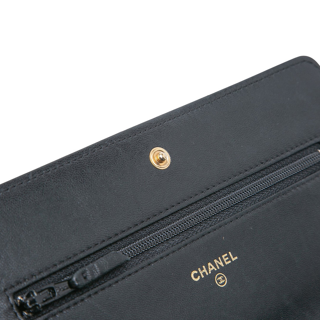 Chanel Quilted Cuir d’agneau Boy Wallet On Chain Noir