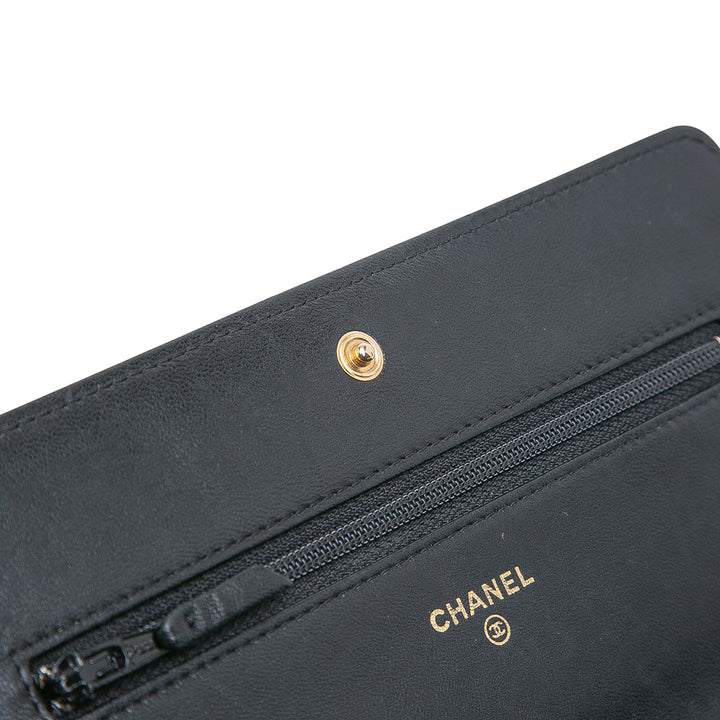 Chanel Quilted Cuir d’agneau Boy Wallet On Chain Noir