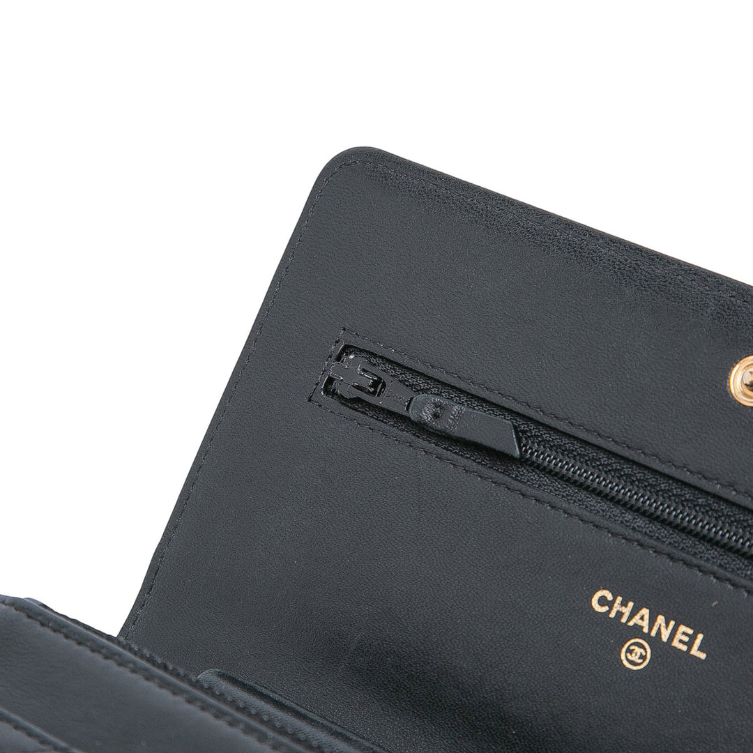 Chanel Quilted Cuir d’agneau Boy Wallet On Chain Noir