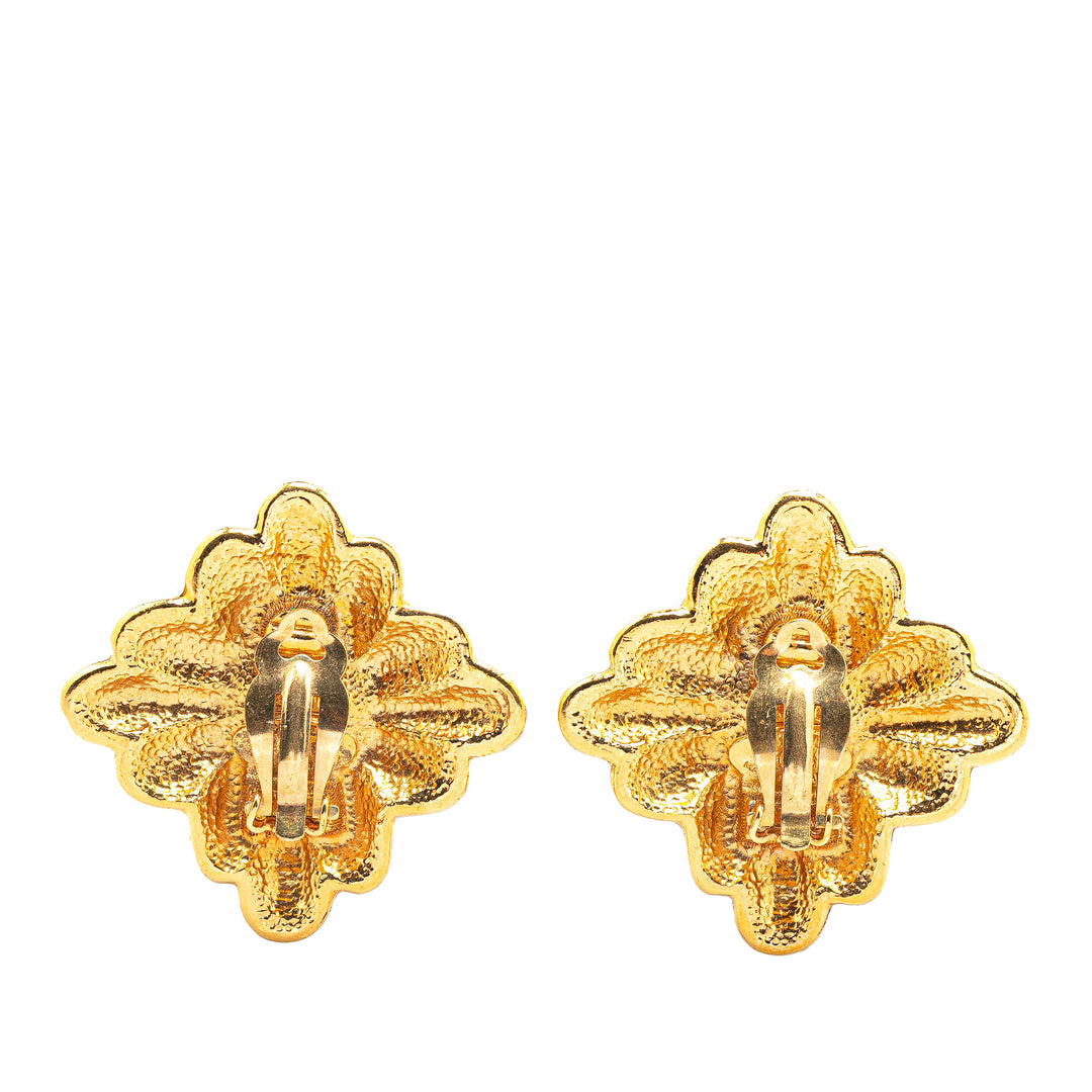 Gold Plated Faux Pearl Clip on Earrings Gold - Gaby Paris