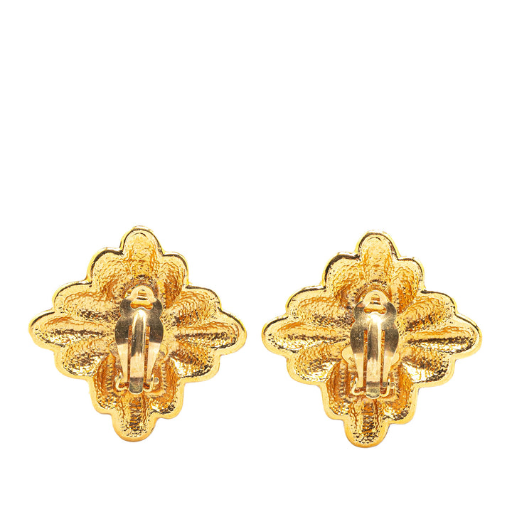 Gold Plated Faux Pearl Clip on Earrings Gold - Gaby Paris