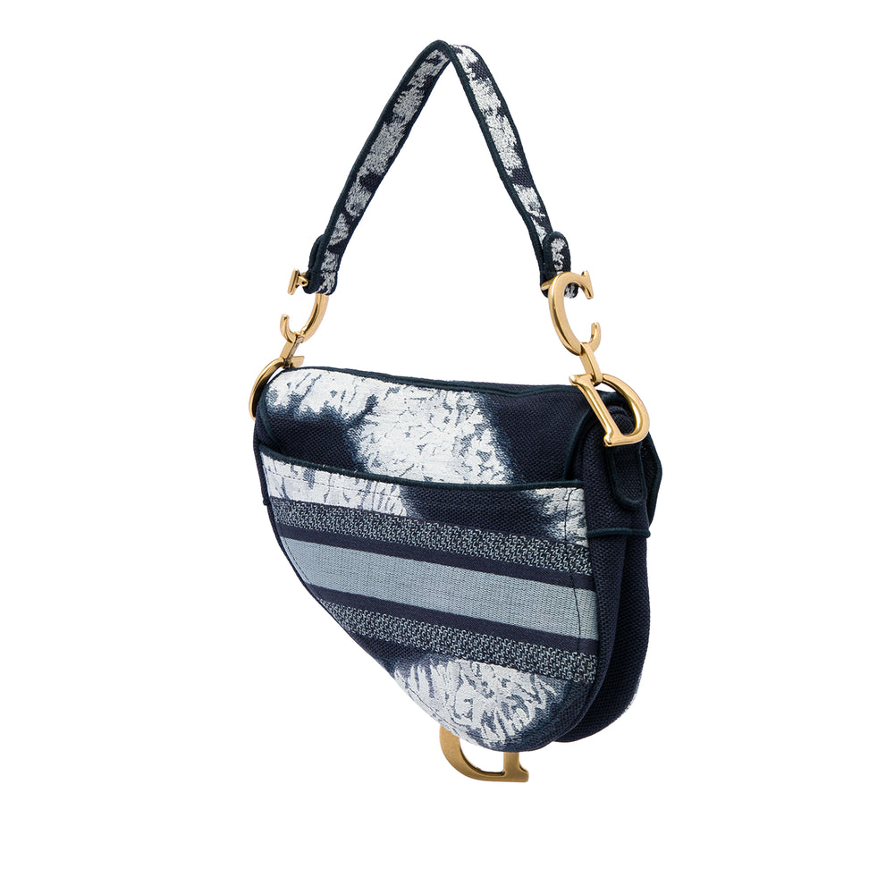 Dior Sac porté épaule brodé Tie Dye Saddle Bleu – vue 2 – GABY PARIS