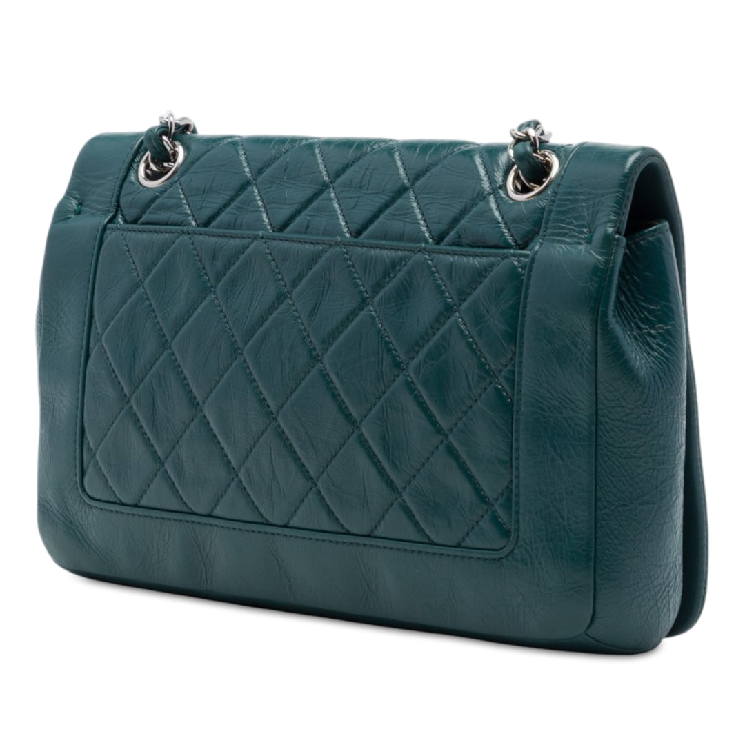 Matelassé Froissé Bi Vintage Rabat intégral Moyen Cuir de veau Vert