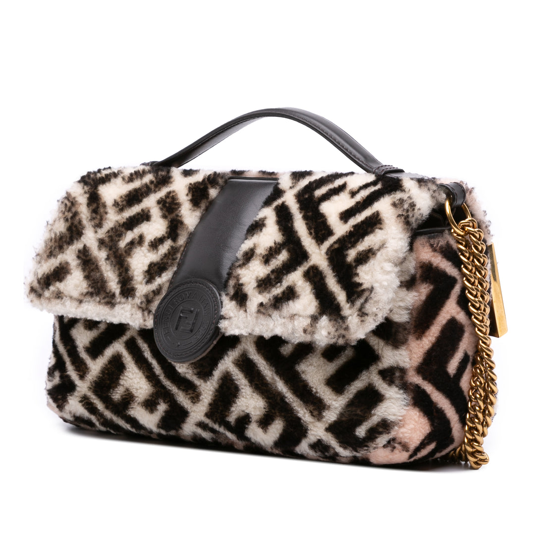 Zucca Shearling Double F Baguette Sac Marron