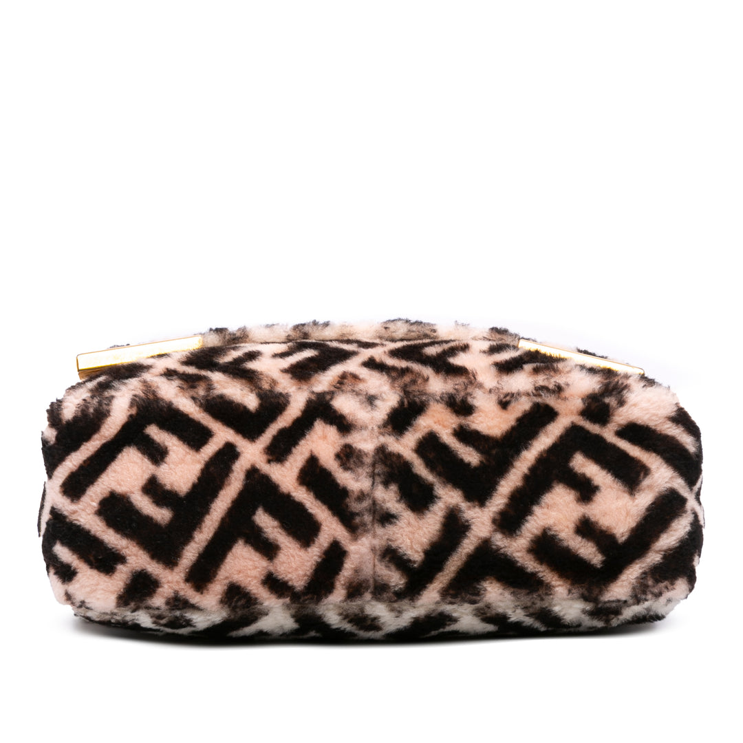 Zucca Shearling Double F Baguette Sac Marron
