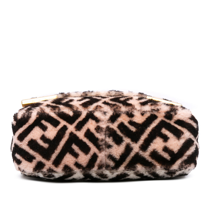 Zucca Shearling Double F Baguette Sac Marron