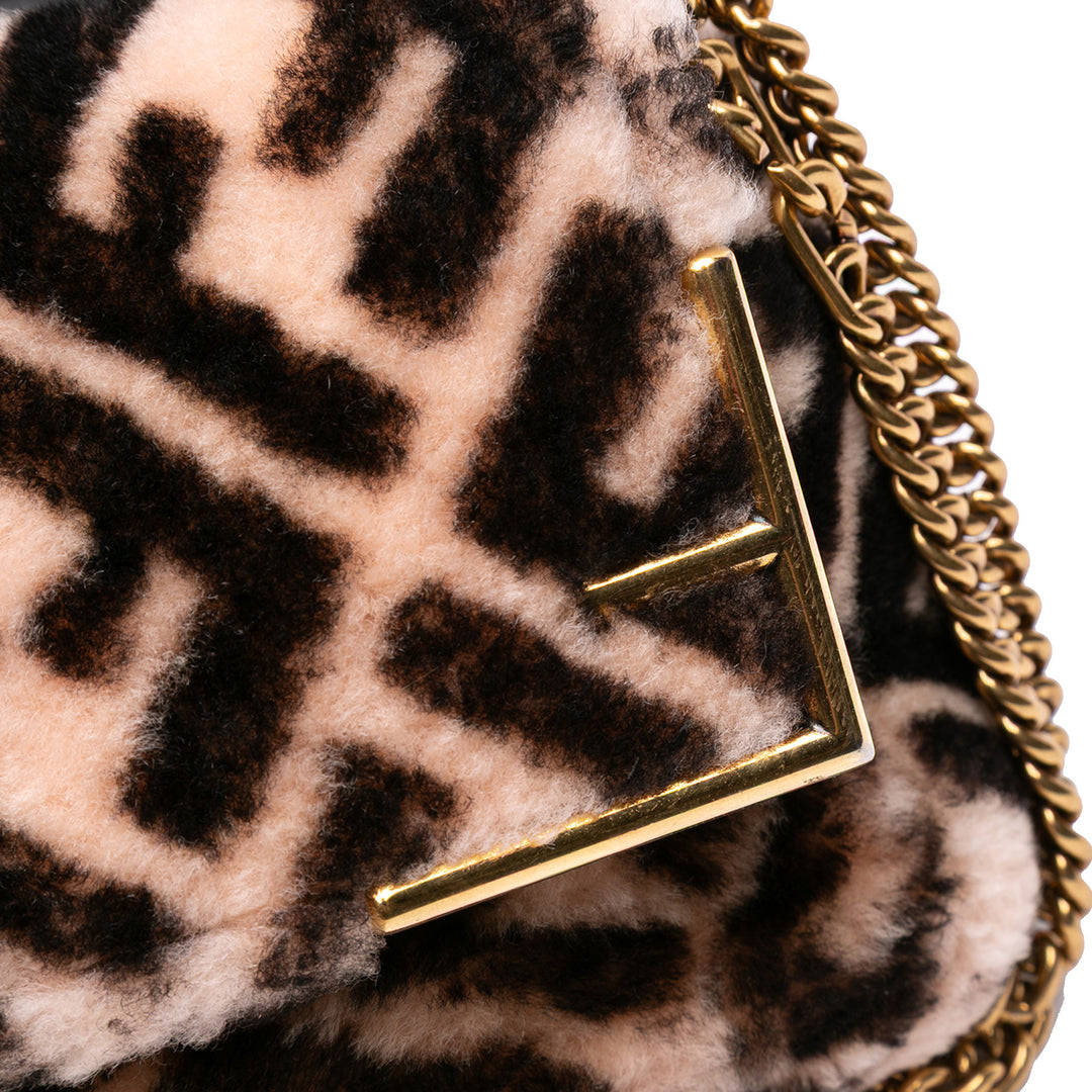 Zucca Shearling Double F Baguette Sac Marron