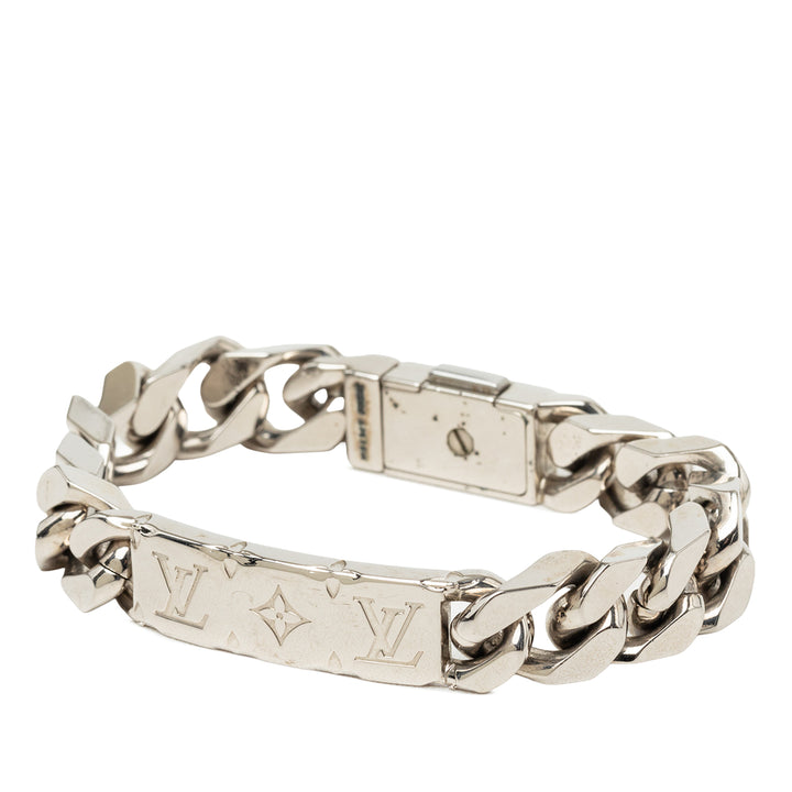 Louis Vuitton Brass Chaîne Link Bracelet Monogram Argenté – vue 2 – GABY PARIS