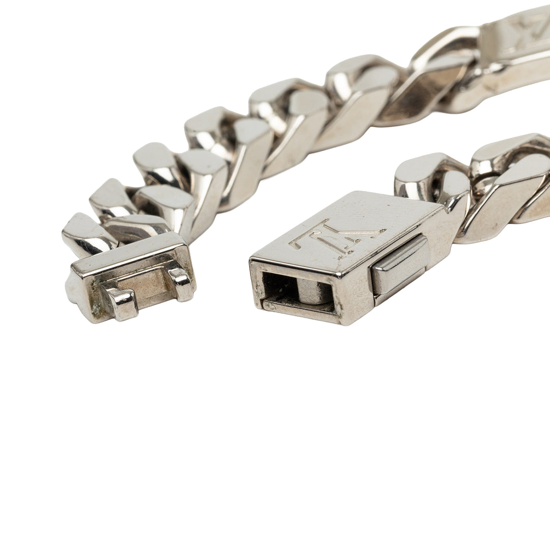 Louis Vuitton Brass Chaîne Link Bracelet Monogram Argenté – vue 6 – GABY PARIS