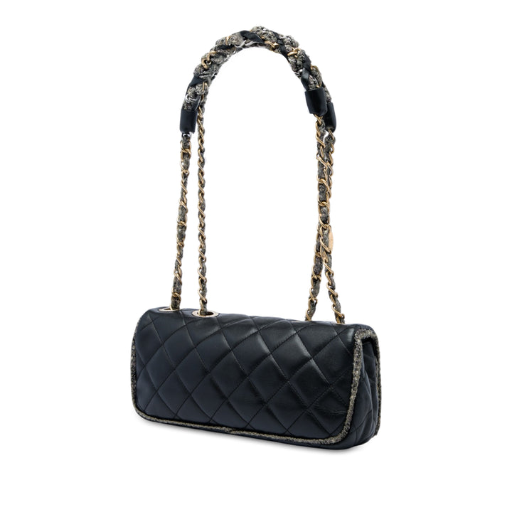 Chanel CC Matelassé et Chaîne à rabat Petit Cuir d'agneau Noir