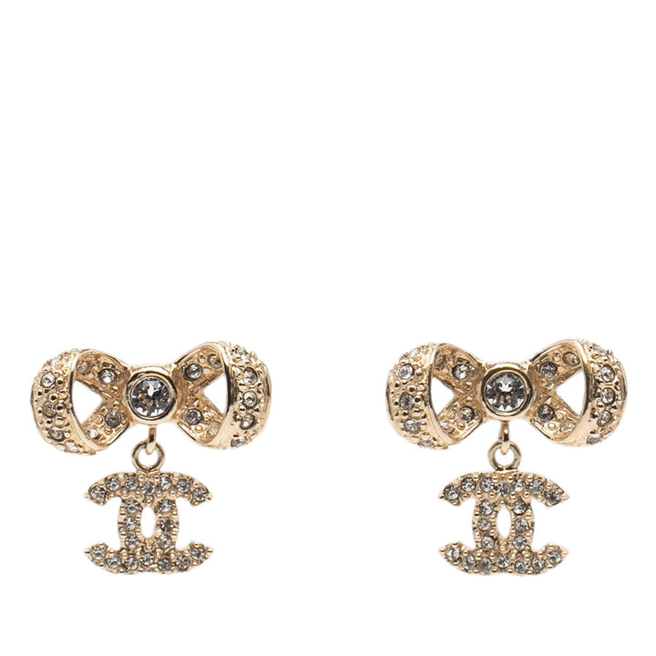 Chanel plaqué Rhinestones CC Bow Earings