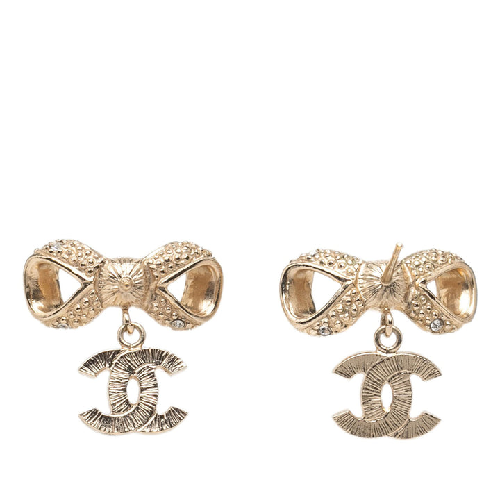 Chanel plaqué Rhinestones CC Bow Earings