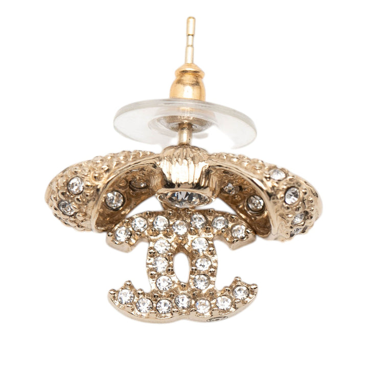 Chanel plaqué Rhinestones CC Bow Earings