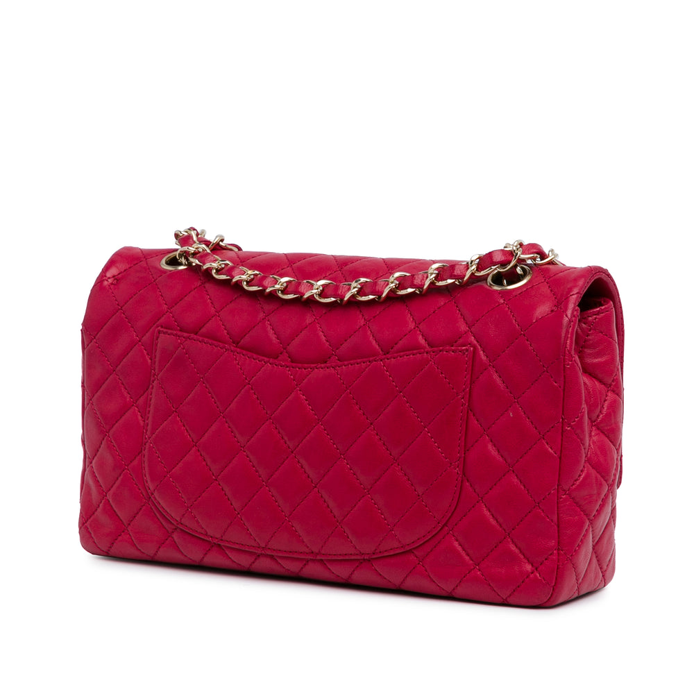 Medium Classic Lambskin Valentines Heart Charms Single Flap Pink - Gaby Paris