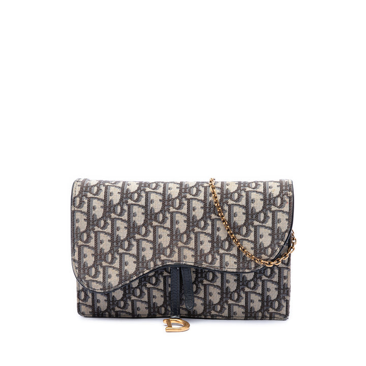 Saddle Pochette Wallet on Chain Oblique Bleu