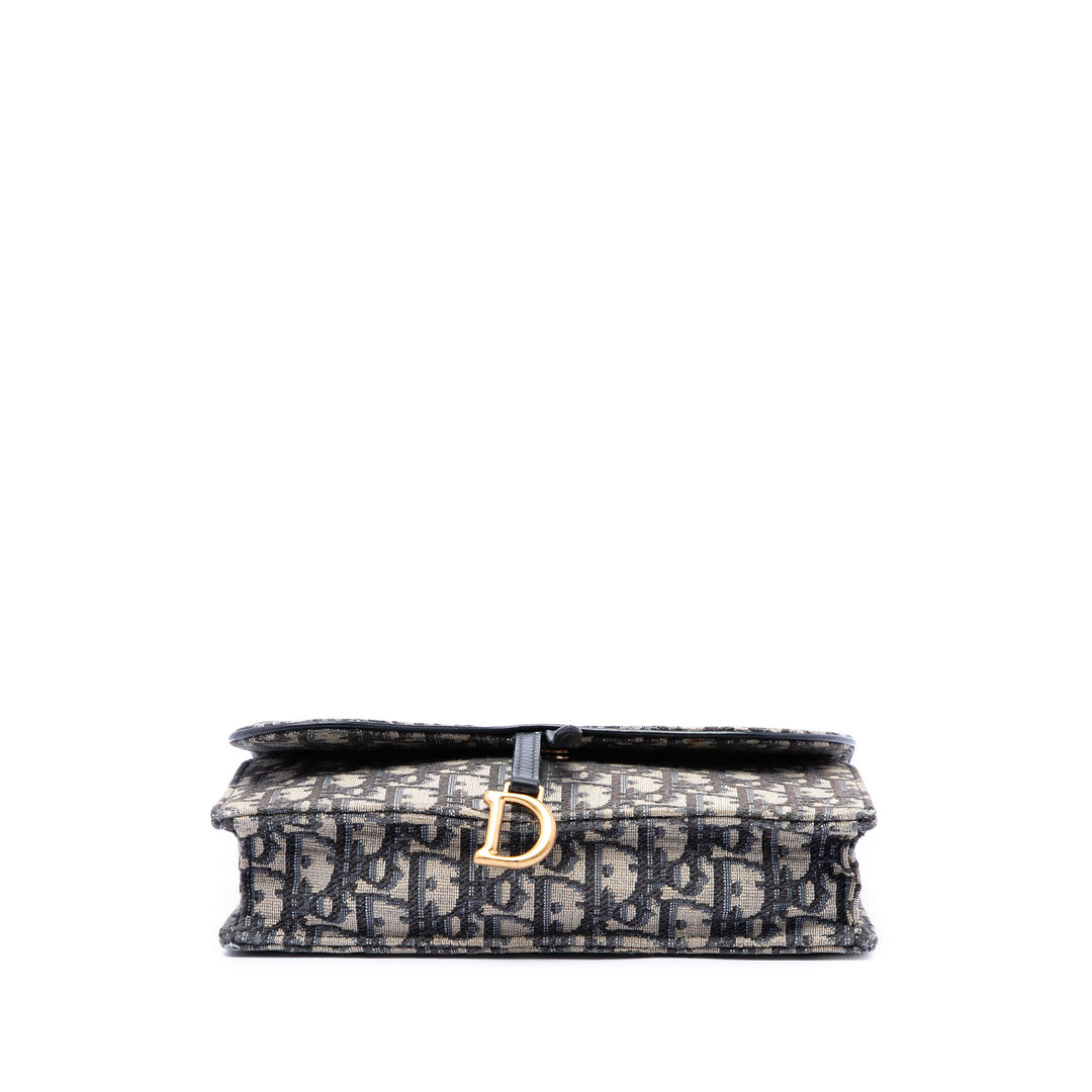 Saddle Pochette Wallet on Chain Oblique Bleu