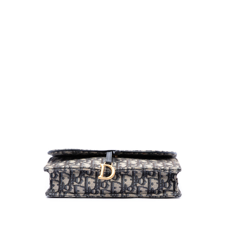 Saddle Pochette Wallet on Chain Oblique Bleu