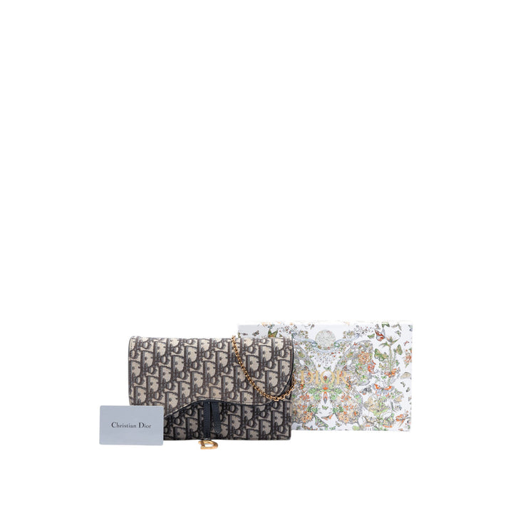 Saddle Pochette Wallet on Chain Oblique Bleu