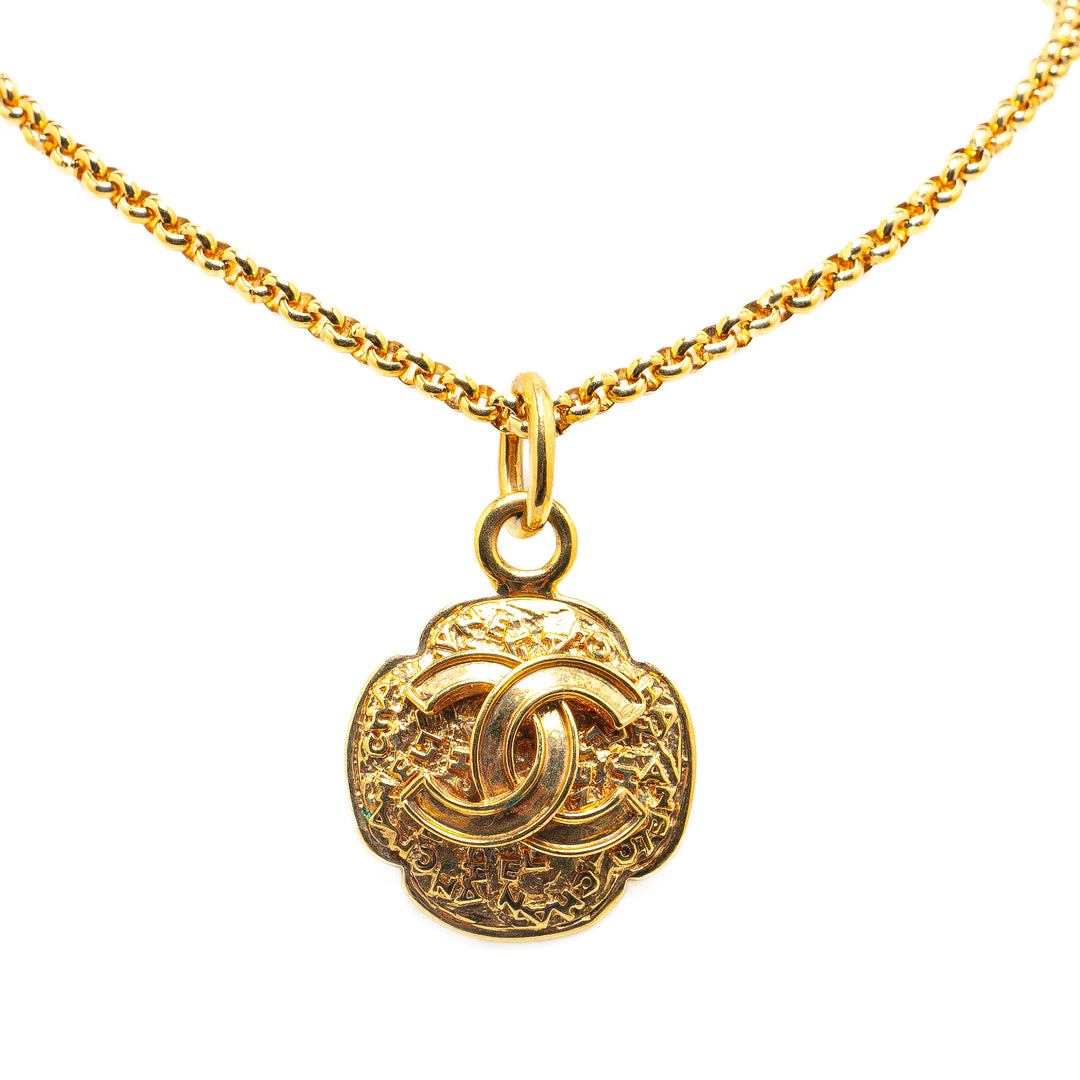 Chanel Gold Plated CC Medallion Clover Necklace Gold - GABY PARIS