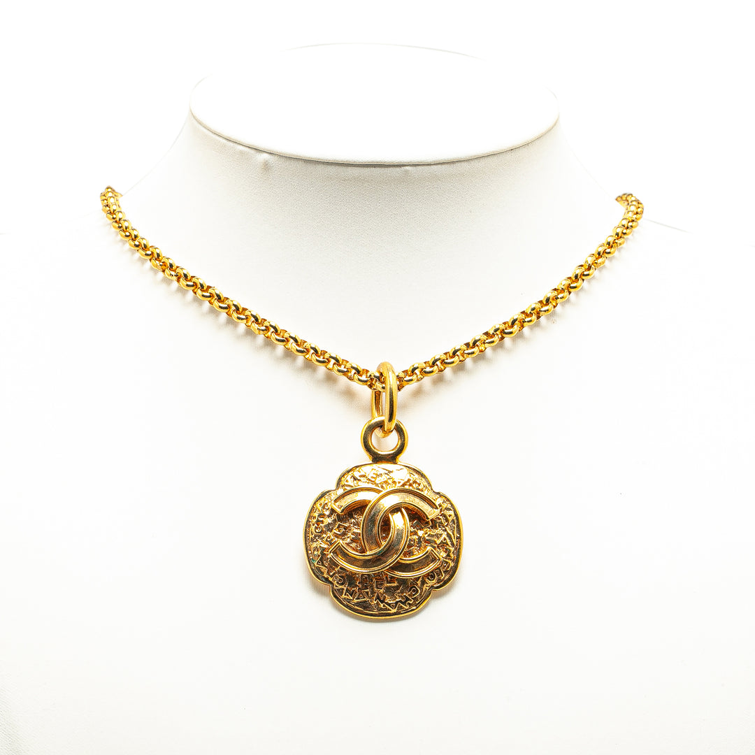 Chanel Gold Plated CC Medallion Clover Necklace Gold - GABY PARIS