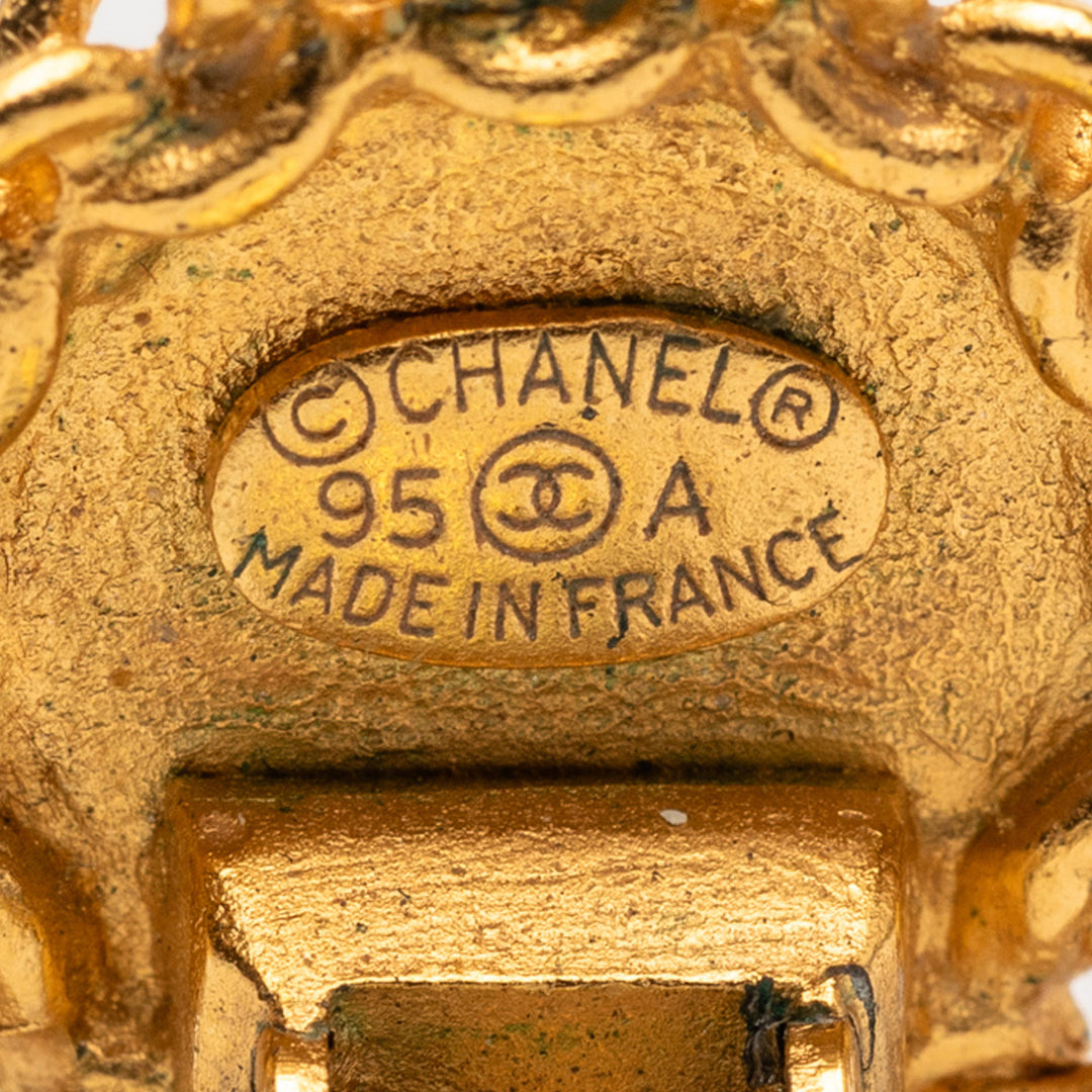 Chanel plaqué CC Rond Clip On Boucles d’oreilles