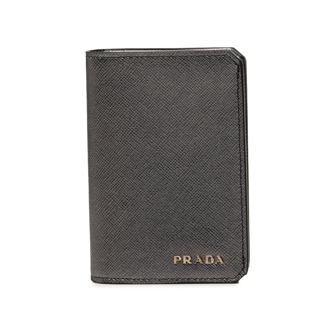 Deux volets Porte-cartes Saffiano Noir