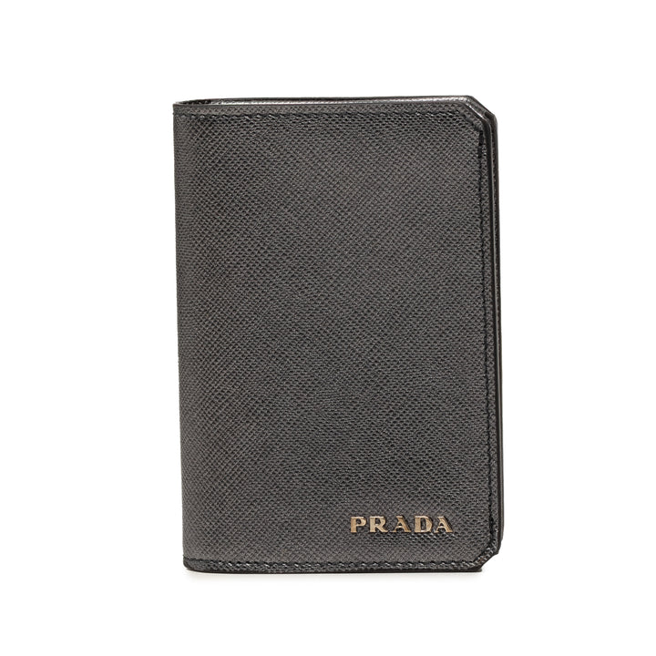 Deux volets Porte-cartes Saffiano Noir