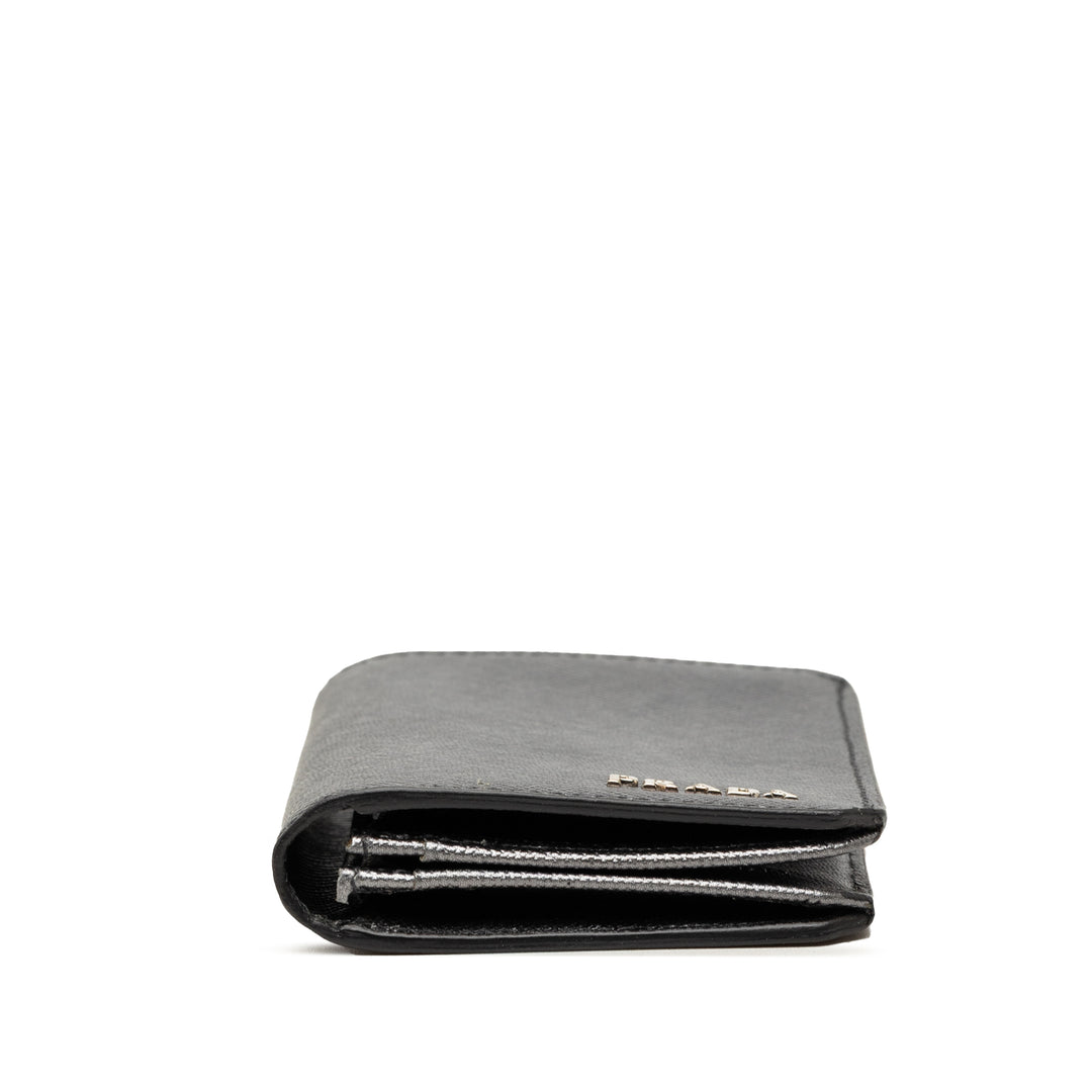 Deux volets Porte-cartes Saffiano Noir