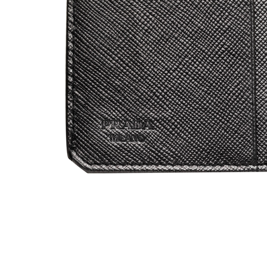 Deux volets Porte-cartes Saffiano Noir