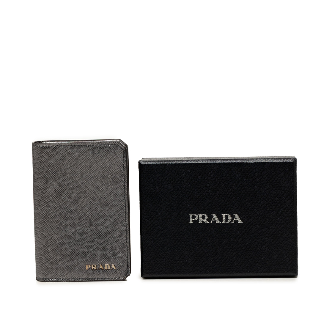 Deux volets Porte-cartes Saffiano Noir