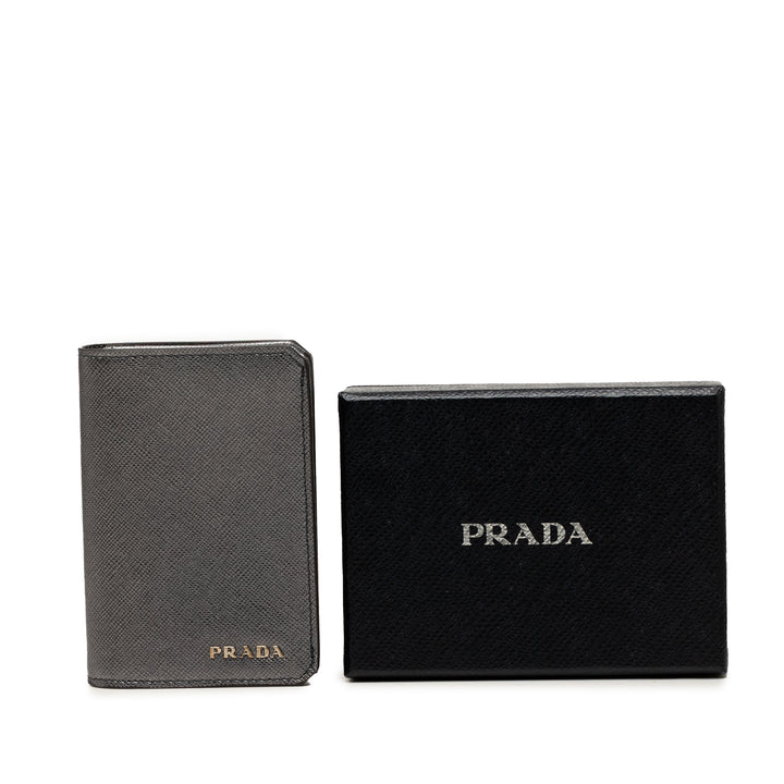Deux volets Porte-cartes Saffiano Noir