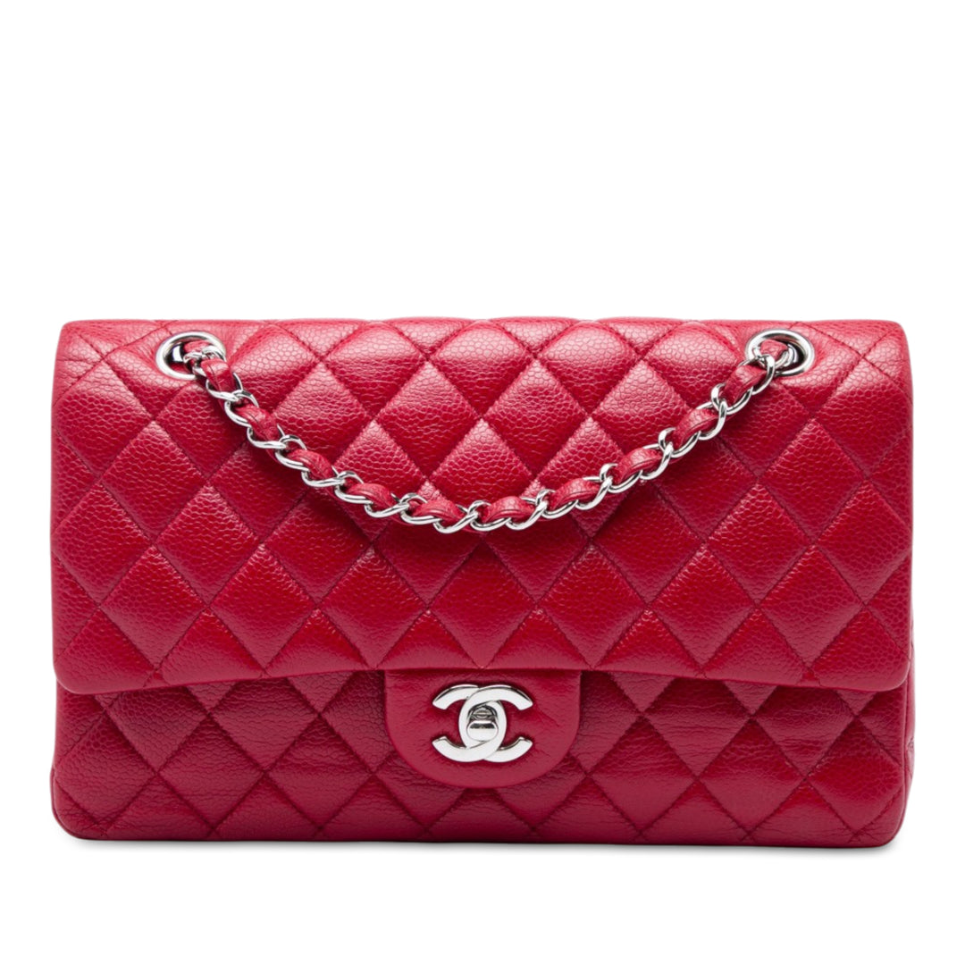 Chanel Sac porté épaule Classic Double rabat Moyen Cuir caviar Rouge – vue principale – GABY PARIS