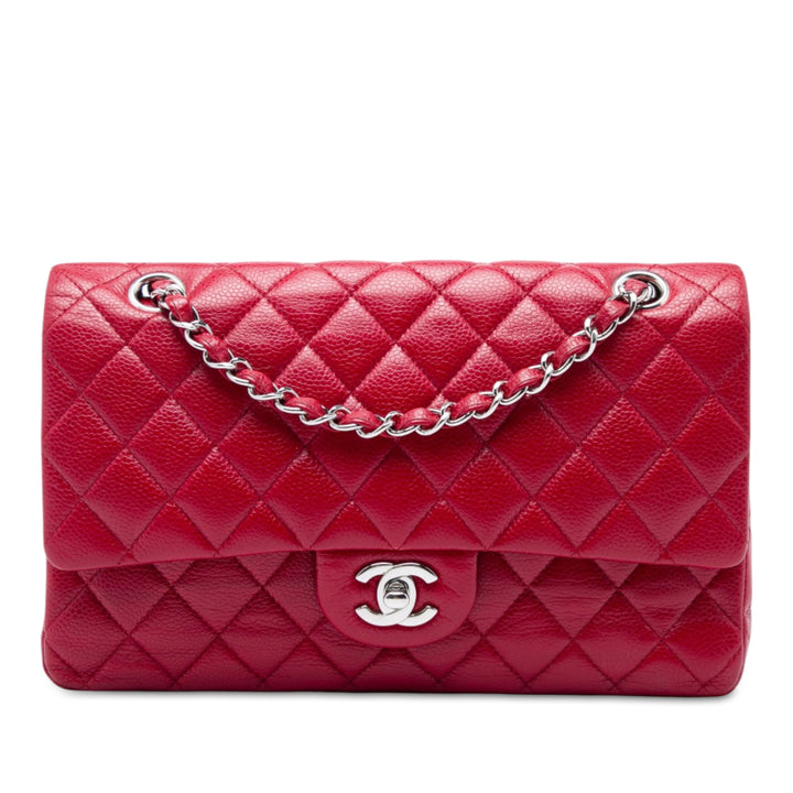 Chanel Sac porté épaule Classic Double rabat Moyen Cuir caviar Rouge – vue principale – GABY PARIS
