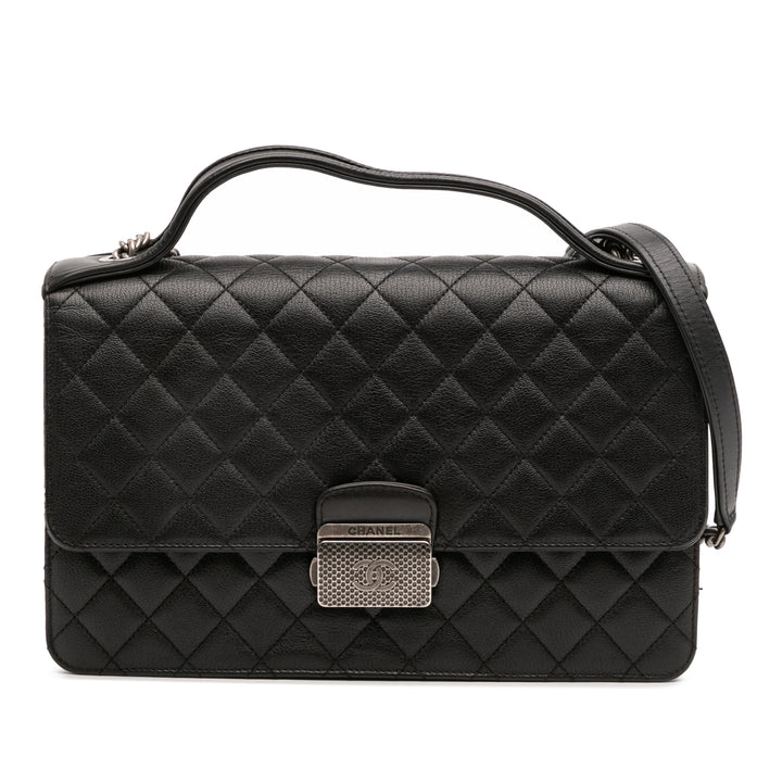 Chanel Matelassé CC University à rabat Moyen Cuir de chèvre