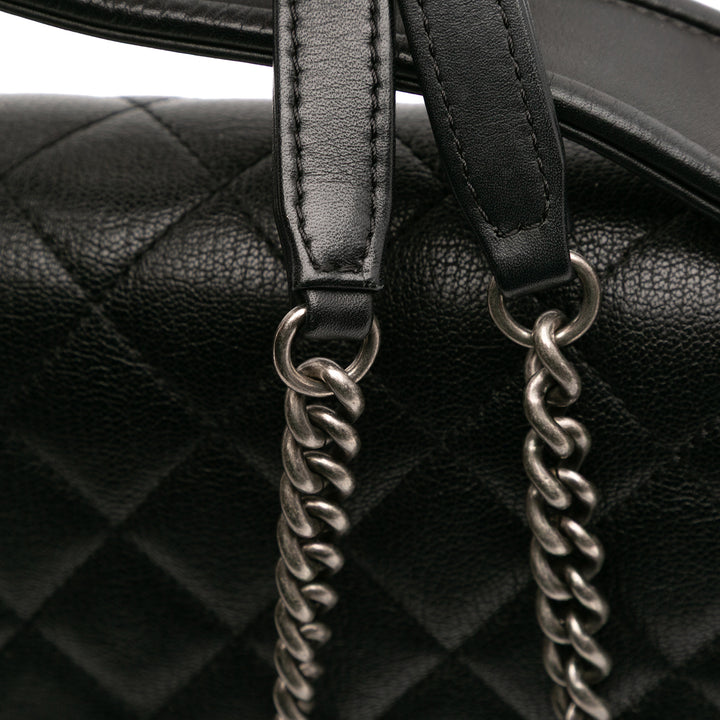 Chanel Matelassé CC University à rabat Moyen Cuir de chèvre