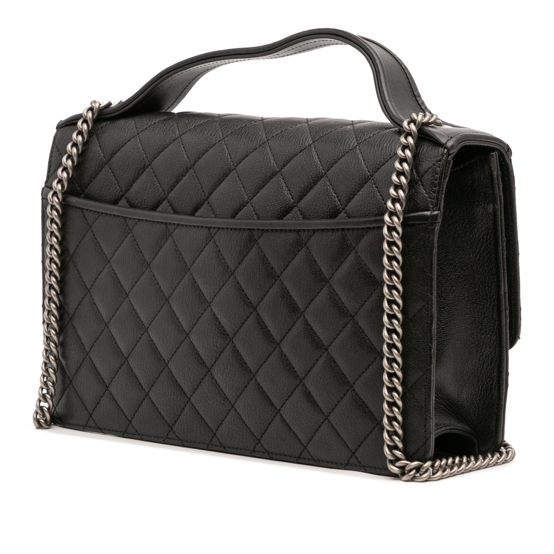 Chanel Matelassé CC University à rabat Moyen Cuir de chèvre