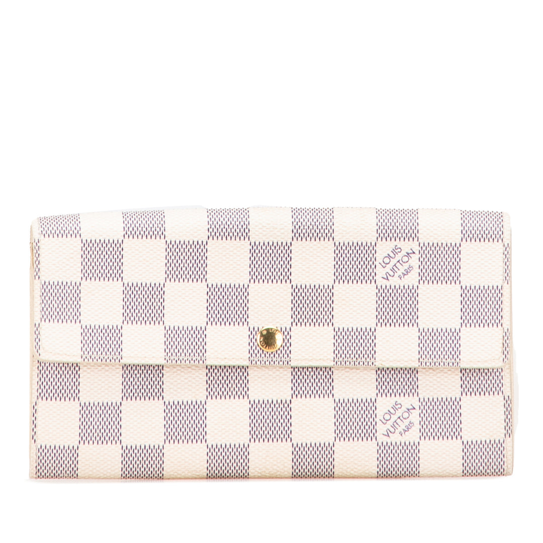 Louis Vuitton Damier Azur Sarah Long Wallet Blanc – GABY PARIS Authentique