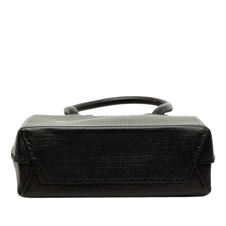 Balenciaga Étui téléphone Logo Cabas Mini Cuir de veau Noir – vue 3 – GABY PARIS