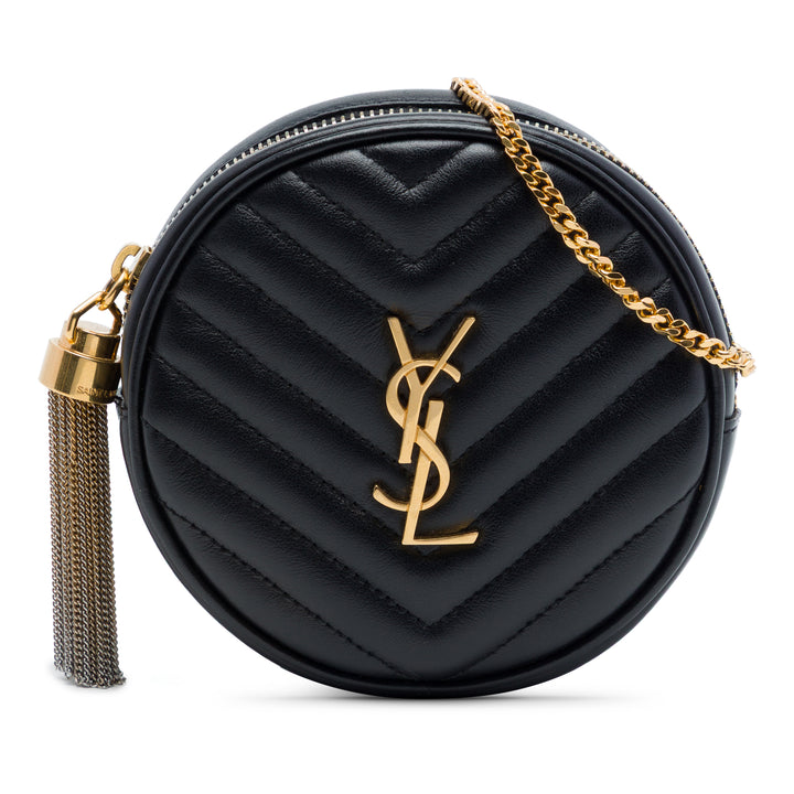Saint Laurent Baby Chevron Cuir de veau Rond Vinyle Sac ceinture