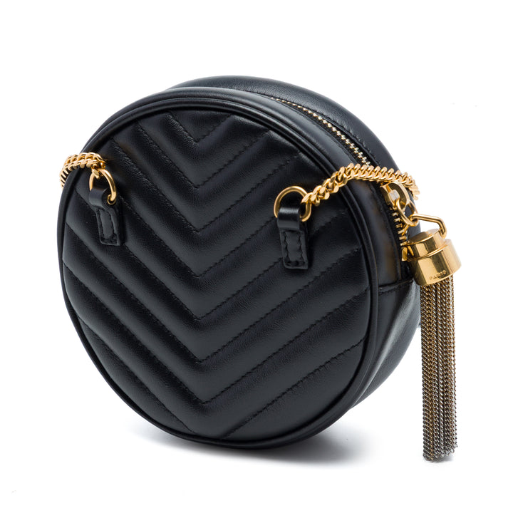 Saint Laurent Baby Chevron Cuir de veau Rond Vinyle Sac ceinture