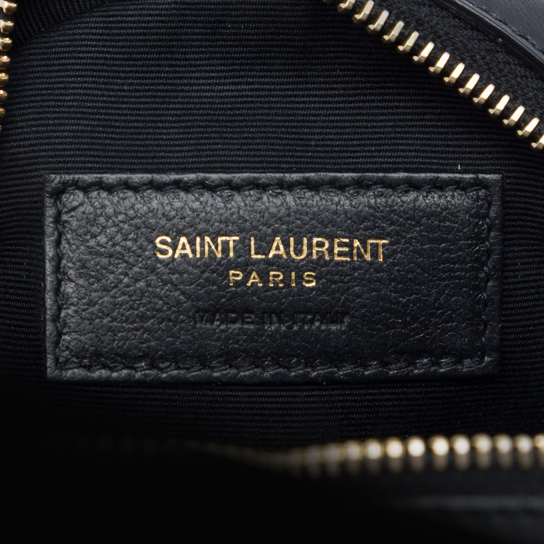 Saint Laurent Baby Chevron Cuir de veau Rond Vinyle Sac ceinture