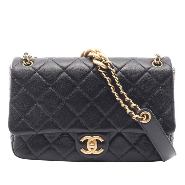 Chanel CC Matelassé Cuir d’agneau Contrast Stitch Simple rabat