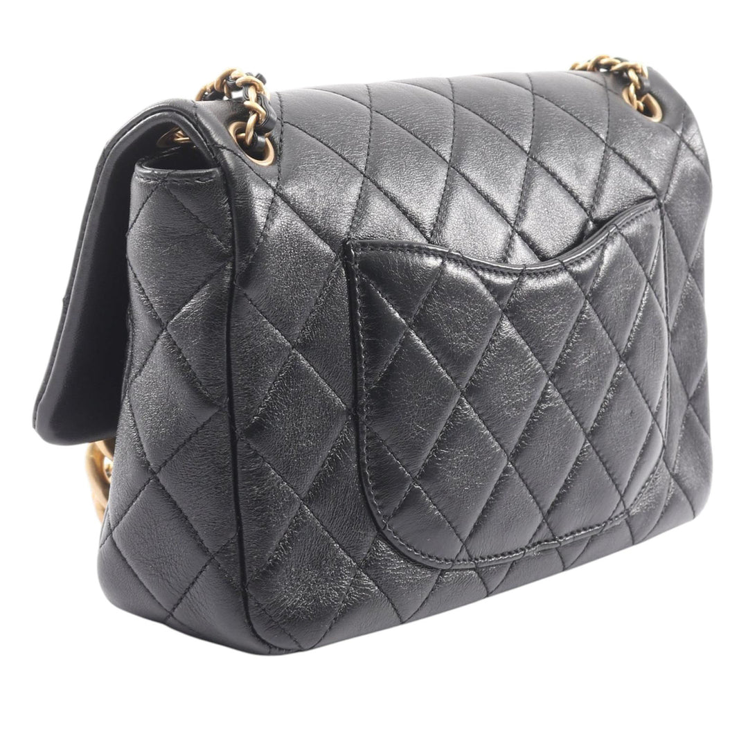 Chanel CC Matelassé Cuir d’agneau Contrast Stitch Simple rabat
