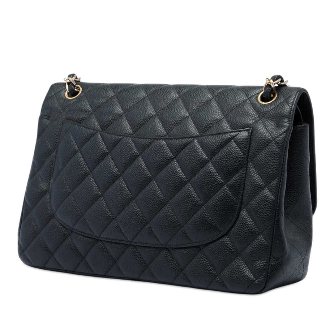 Classic Double rabat Jumbo Cuir caviar Noir