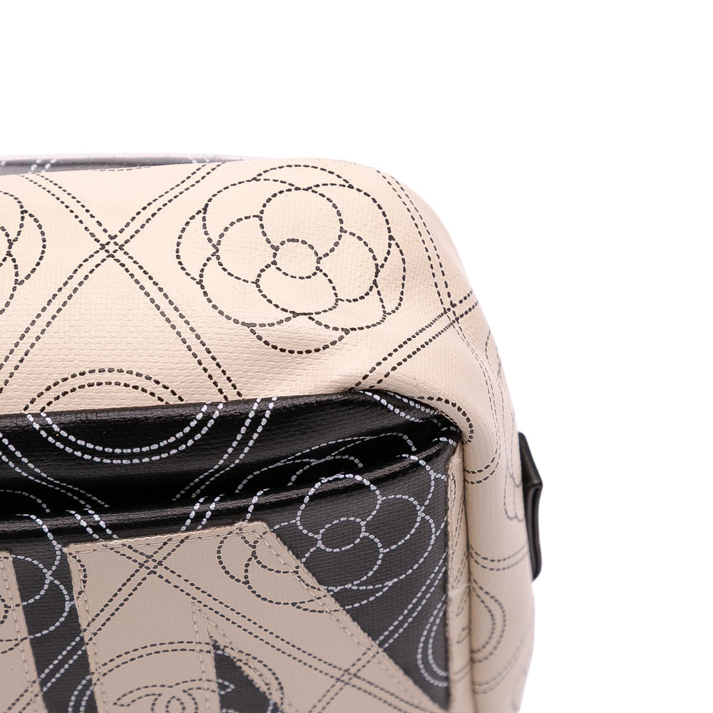 Coated Canvas Camellia Logo Camera Bag Black - Gaby Paris