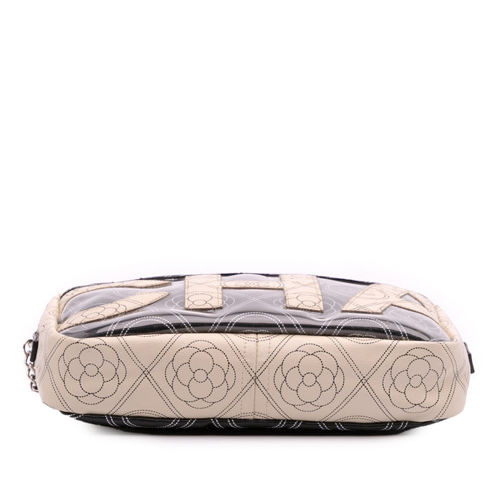 Coated Canvas Camellia Logo Camera Bag Black - Gaby Paris