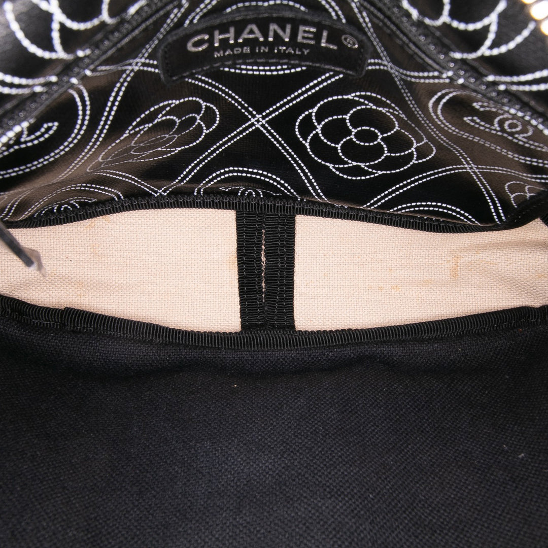Coated Canvas Camellia Logo Camera Bag Black - Gaby Paris