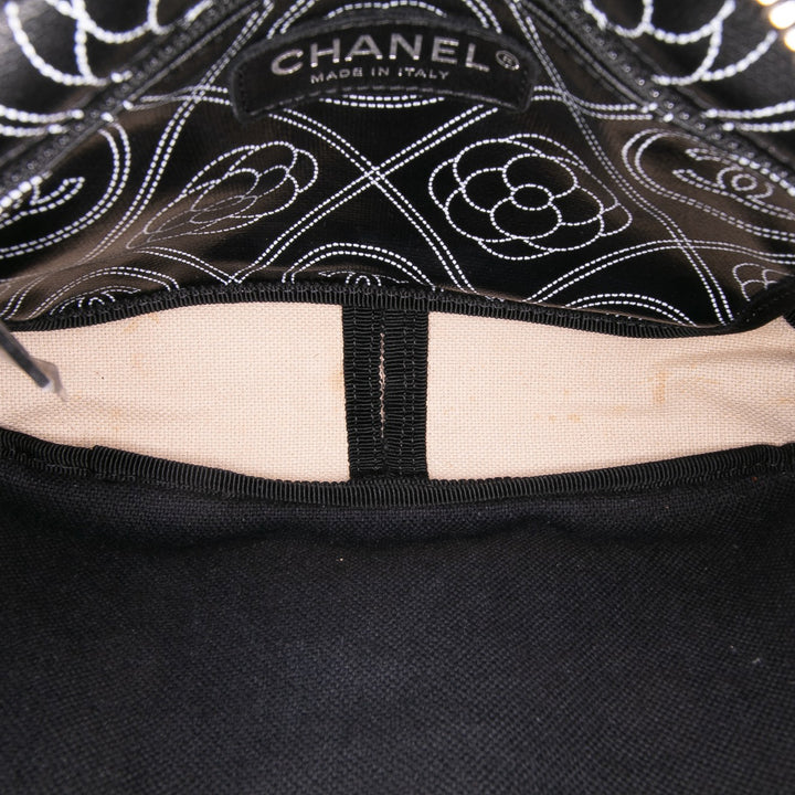 Coated Canvas Camellia Logo Camera Bag Black - Gaby Paris