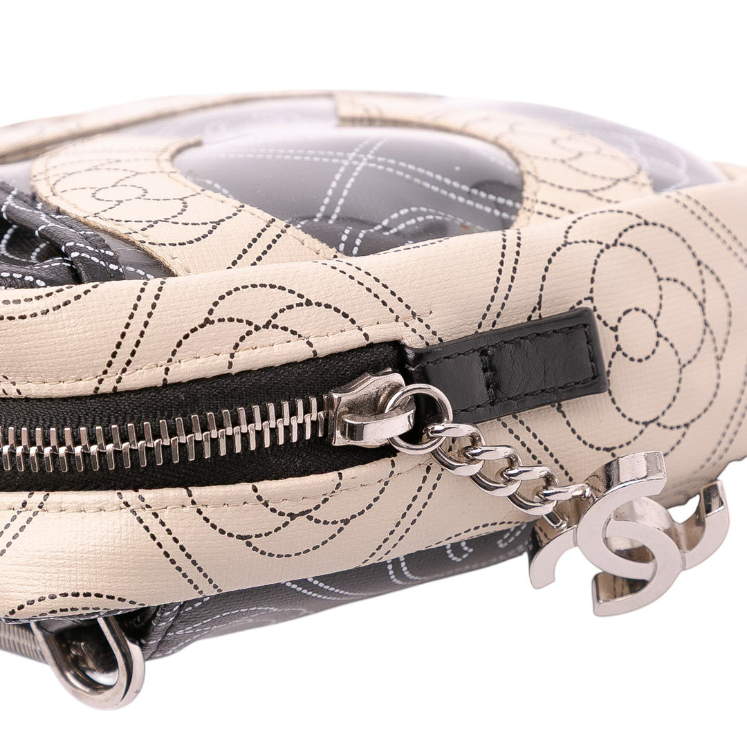 Coated Canvas Camellia Logo Camera Bag Black - Gaby Paris