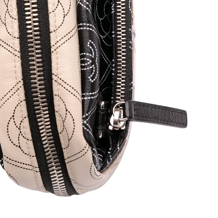 Coated Canvas Camellia Logo Camera Bag Black - Gaby Paris